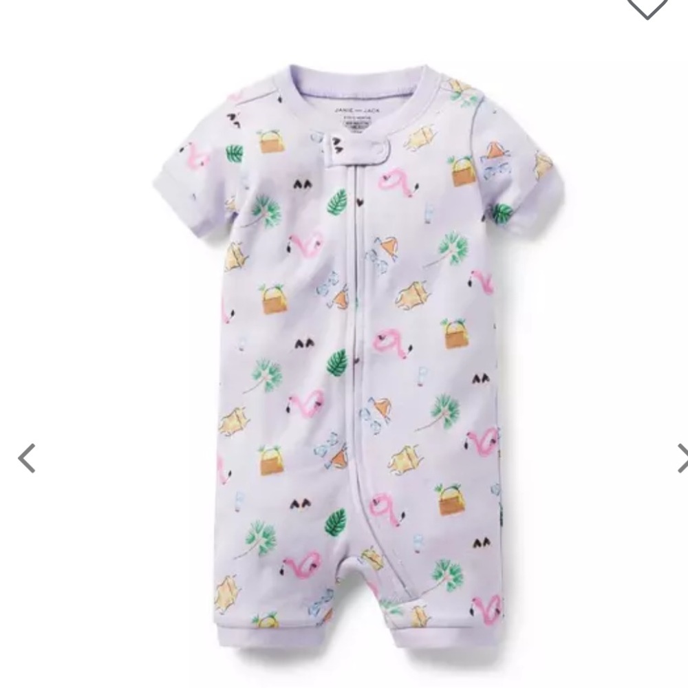 Janie and Jack BABY GOOD NIGHT SHORT ZIP PAJAMA IN BEACH VACATION, Baby 3-6 mo
